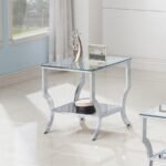 SAIDE SQUARE GLASS TOP SIDE END TABLE CHROME - Image 2