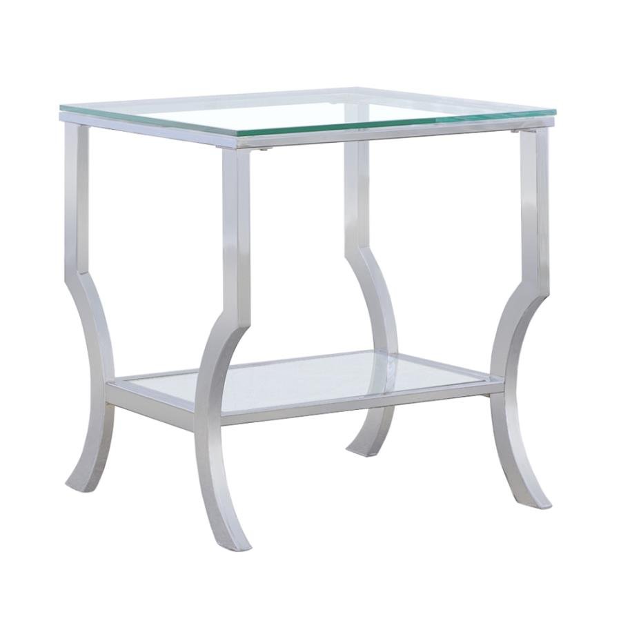 720337_02x900.jpg SAIDE SQUARE GLASS TOP SIDE END TABLE CHROME - Image 1