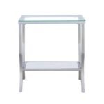 SAIDE SQUARE GLASS TOP SIDE END TABLE CHROME - Image 3
