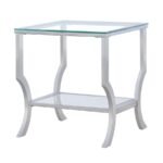 SAIDE SQUARE GLASS TOP SIDE END TABLE CHROME - Image 4