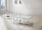 SAIDE 2-PIECE GLASS TOP COFFEE AND END TABLE SET CHROME