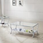 SAIDE 2-PIECE GLASS TOP COFFEE AND END TABLE SET CHROME
