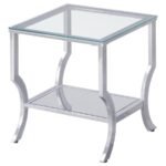 SAIDE 3-PIECE GLASS TOP COFFEE AND END TABLE SET CHROME - Image 3