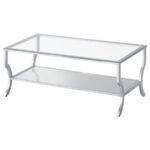 SAIDE 3-PIECE GLASS TOP COFFEE AND END TABLE SET CHROME - Image 4