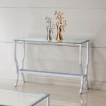 SAIDE RECTANGULAR GLASS TOP ENTRYWAY CONSOLE TABLE CHROME - Image 2