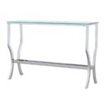 SAIDE RECTANGULAR GLASS TOP ENTRYWAY CONSOLE TABLE CHROME - Image 4