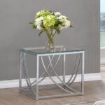 LILLE SQUARE GLASS TOP SIDE END TABLE CHROME - Image 2