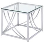 LILLE SQUARE GLASS TOP SIDE END TABLE CHROME