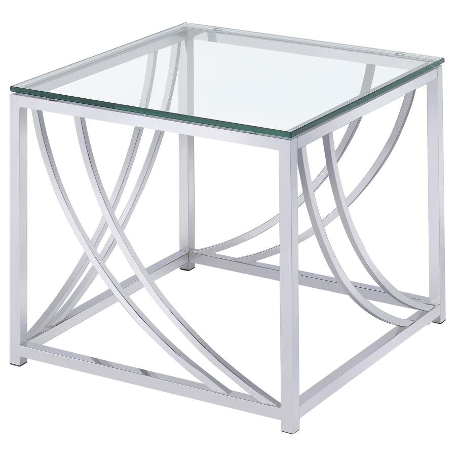 720497_02x900.jpg LILLE SQUARE GLASS TOP SIDE END TABLE CHROME - Image 1