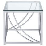 LILLE SQUARE GLASS TOP SIDE END TABLE CHROME - Image 3
