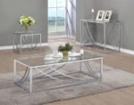 LILLE SQUARE GLASS TOP SIDE END TABLE CHROME - Image 5