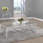 LILLE 2-PIECE GLASS TOP COFFEE AND END TABLE SET CHROME