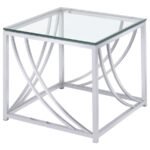 LILLE 2-PIECE GLASS TOP COFFEE AND END TABLE SET CHROME - Image 3