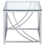 LILLE 2-PIECE GLASS TOP COFFEE AND END TABLE SET CHROME - Image 4