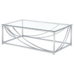 LILLE 2-PIECE GLASS TOP COFFEE AND END TABLE SET CHROME - Image 5