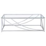 LILLE 2-PIECE GLASS TOP COFFEE AND END TABLE SET CHROME - Image 6