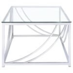 LILLE 2-PIECE GLASS TOP COFFEE AND END TABLE SET CHROME - Image 7
