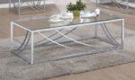 LILLE RECTANGULAR GLASS TOP COFFEE TABLE CHROME - Image 2