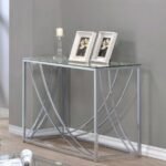 LILLE GLASS TOP ENTRYWAY CONSOLE TABLE ACCENTS CHROME - Image 2