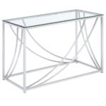 LILLE GLASS TOP ENTRYWAY CONSOLE TABLE ACCENTS CHROME