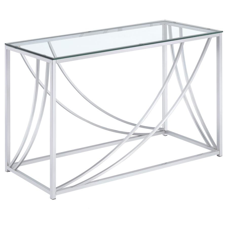 720499_02x900.jpg LILLE GLASS TOP ENTRYWAY CONSOLE TABLE ACCENTS CHROME - Image 1