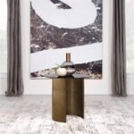 MORENA ROUND TAWNY GLASS TOP SIDE END TABLE BRUSHED BRONZE - Image 2