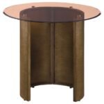 MORENA ROUND TAWNY GLASS TOP SIDE END TABLE BRUSHED BRONZE - Image 3