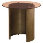 MORENA ROUND TAWNY GLASS TOP SIDE END TABLE BRUSHED BRONZE - Image 4