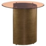 MORENA ROUND TAWNY GLASS TOP SIDE END TABLE BRUSHED BRONZE - Image 5