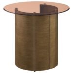 MORENA ROUND TAWNY GLASS TOP SIDE END TABLE BRUSHED BRONZE - Image 6