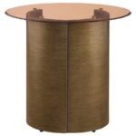 MORENA ROUND TAWNY GLASS TOP SIDE END TABLE BRUSHED BRONZE - Image 7