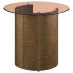 MORENA ROUND TAWNY GLASS TOP SIDE END TABLE BRUSHED BRONZE - Image 8