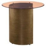 MORENA ROUND TAWNY GLASS TOP SIDE END TABLE BRUSHED BRONZE - Image 9