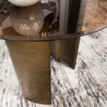 MORENA ROUND TAWNY GLASS TOP SIDE END TABLE BRUSHED BRONZE - Image 11