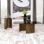 MORENA ROUND TAWNY GLASS TOP SIDE END TABLE BRUSHED BRONZE - Image 14
