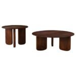 DALE 2-PIECE SOLID WOOD COFFEE AND END TABLE SET BROWN - Image 2