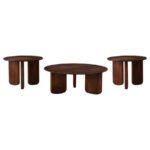 DALE 3-PIECE SOLID WOOD COFFEE AND END TABLE SET BROWN - Image 2