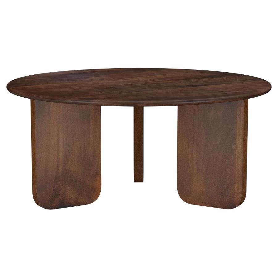 721998_02x900.jpg DALE ROUND SOLID MANGO WOOD COFFEE TABLE BROWN - Image 1