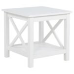 SKYVIEW SQUARE PINE WOOD SIDE END TABLE WITH SHELF WHITE