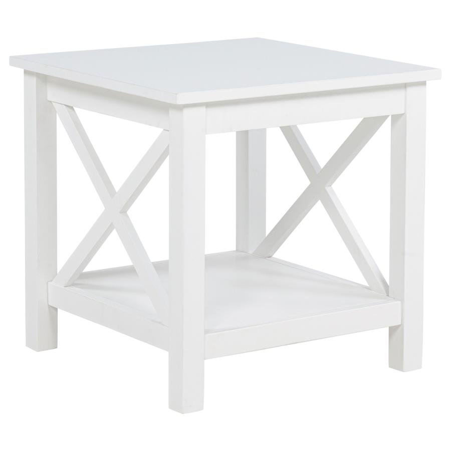 722087_02x900.jpg SKYVIEW SQUARE PINE WOOD SIDE END TABLE WITH SHELF WHITE - Image 1