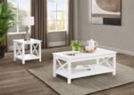 SKYVIEW SQUARE PINE WOOD SIDE END TABLE WITH SHELF WHITE - Image 8