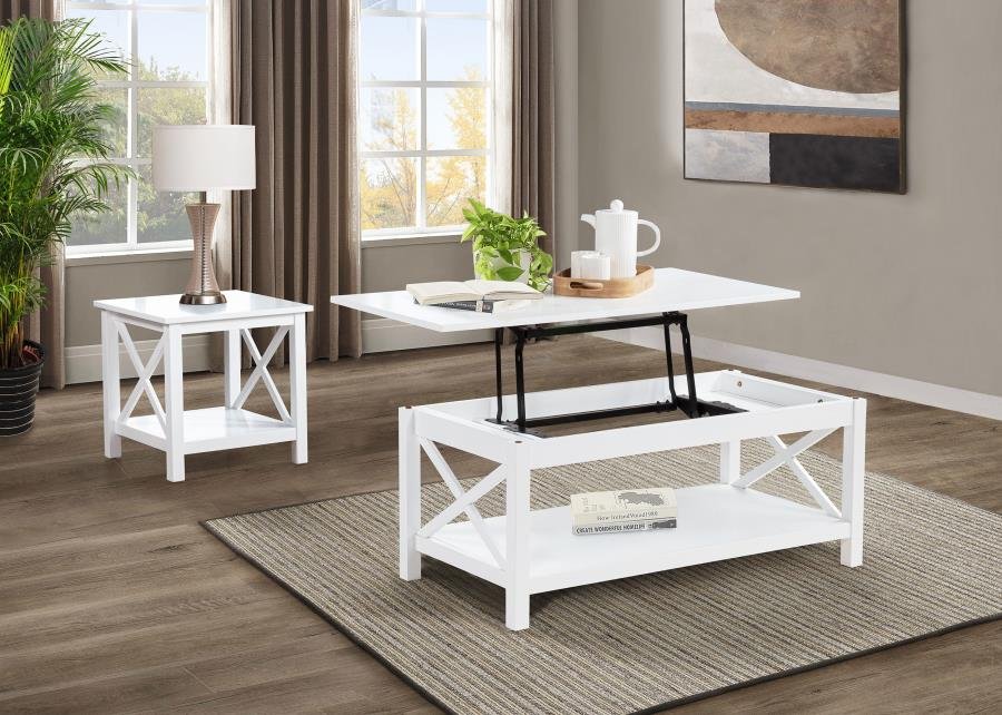 722088-S2_02x900.jpg SKYVIEW 2-PIECE RECTANGULAR LIFT TOP COFFEE TABLE SET WHITE - Image 1