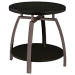 DACRE ROUND ENGINEERED WOOD TOP SIDE END TABLE DARK CHARCOAL