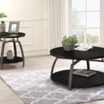 DACRE 2-PIECE ROUND COFFEE AND END TABLE SET DARK CHARCOAL