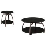 DACRE 2-PIECE ROUND COFFEE AND END TABLE SET DARK CHARCOAL - Image 2