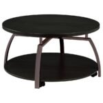 DACRE 2-PIECE ROUND COFFEE AND END TABLE SET DARK CHARCOAL - Image 4