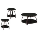 DACRE 3-PIECE ROUND COFFEE AND END TABLE SET DARK CHARCOAL - Image 2