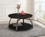 DACRE ROUND ENGINEERED WOOD TOP COFFEE TABLE DARK CHARCOAL - Image 2