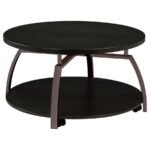 DACRE ROUND ENGINEERED WOOD TOP COFFEE TABLE DARK CHARCOAL