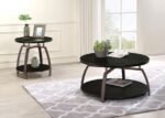 DACRE ROUND ENGINEERED WOOD TOP COFFEE TABLE DARK CHARCOAL - Image 6